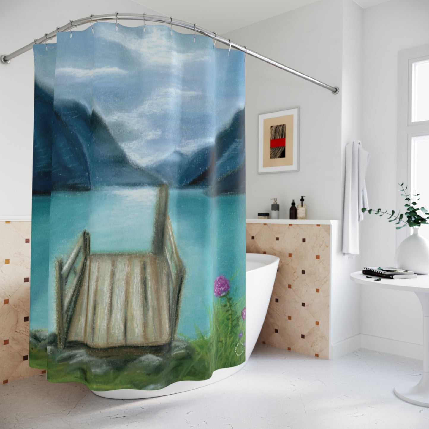 Misty Lake Mornings Shower Curtain