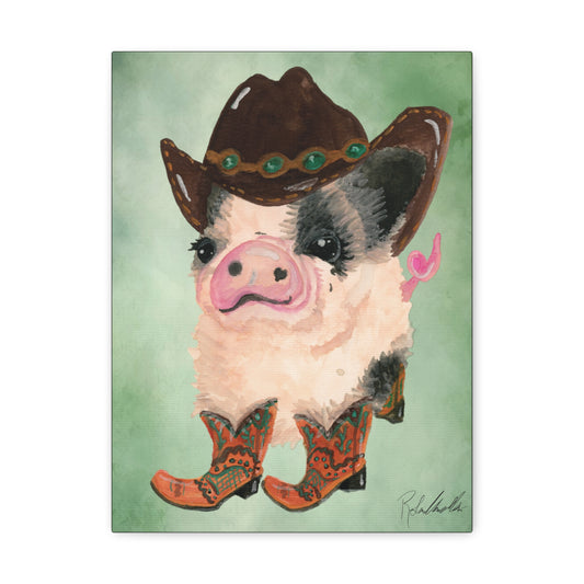Cowboy Pig Canvas Gallery Wrap