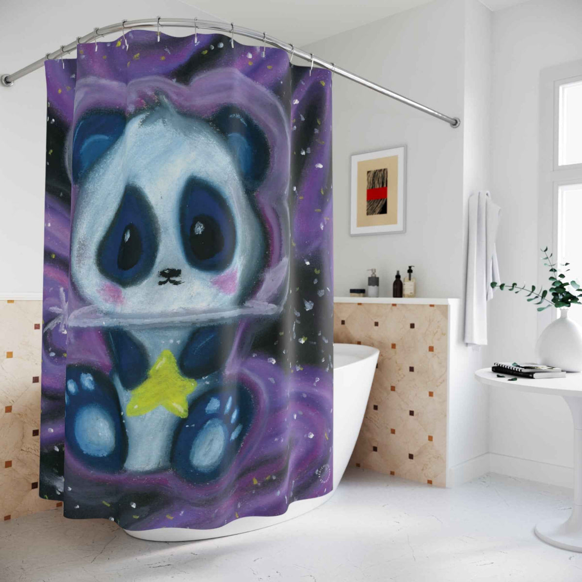 Space Panda Shower Curtain