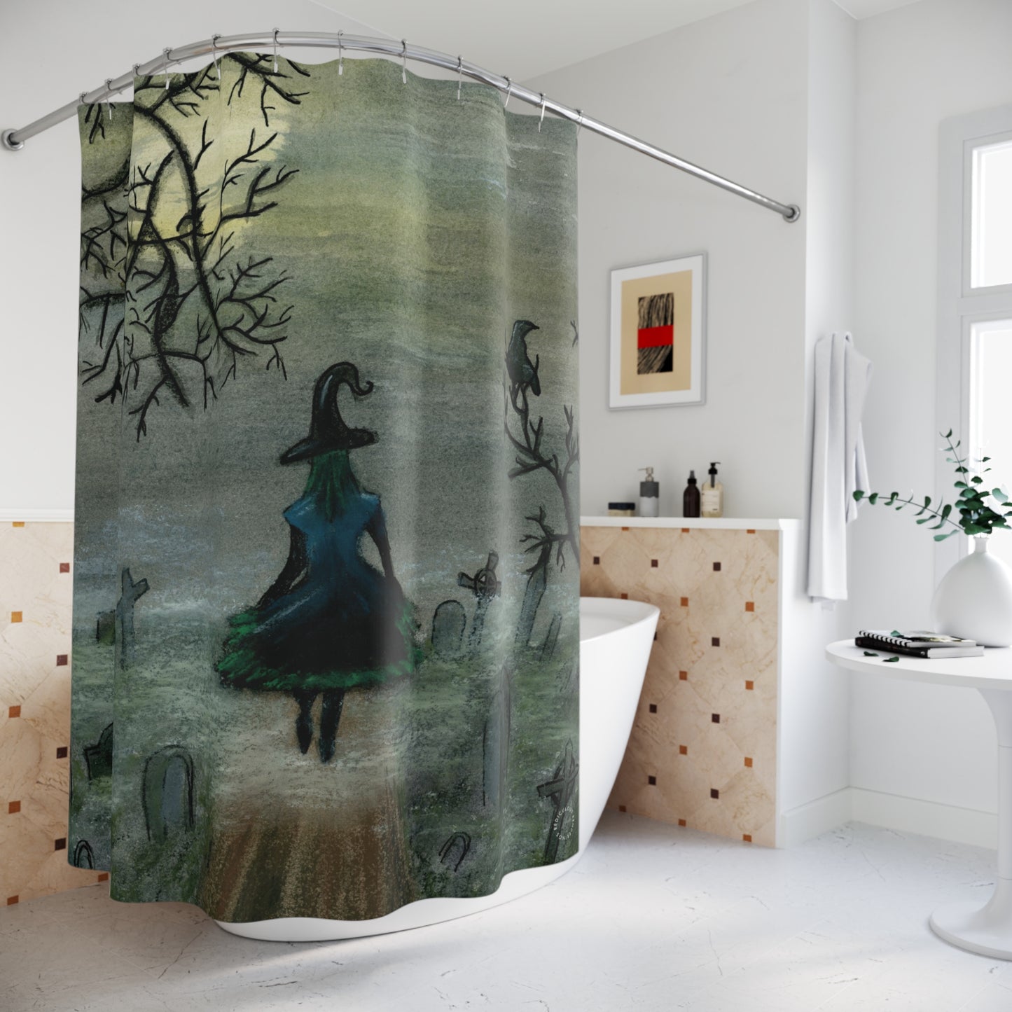 Cemetary Witch Spooky Shower Curtain