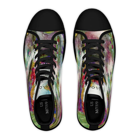 Women's High Top Sneakers — Watercolor Floral Abstract Print