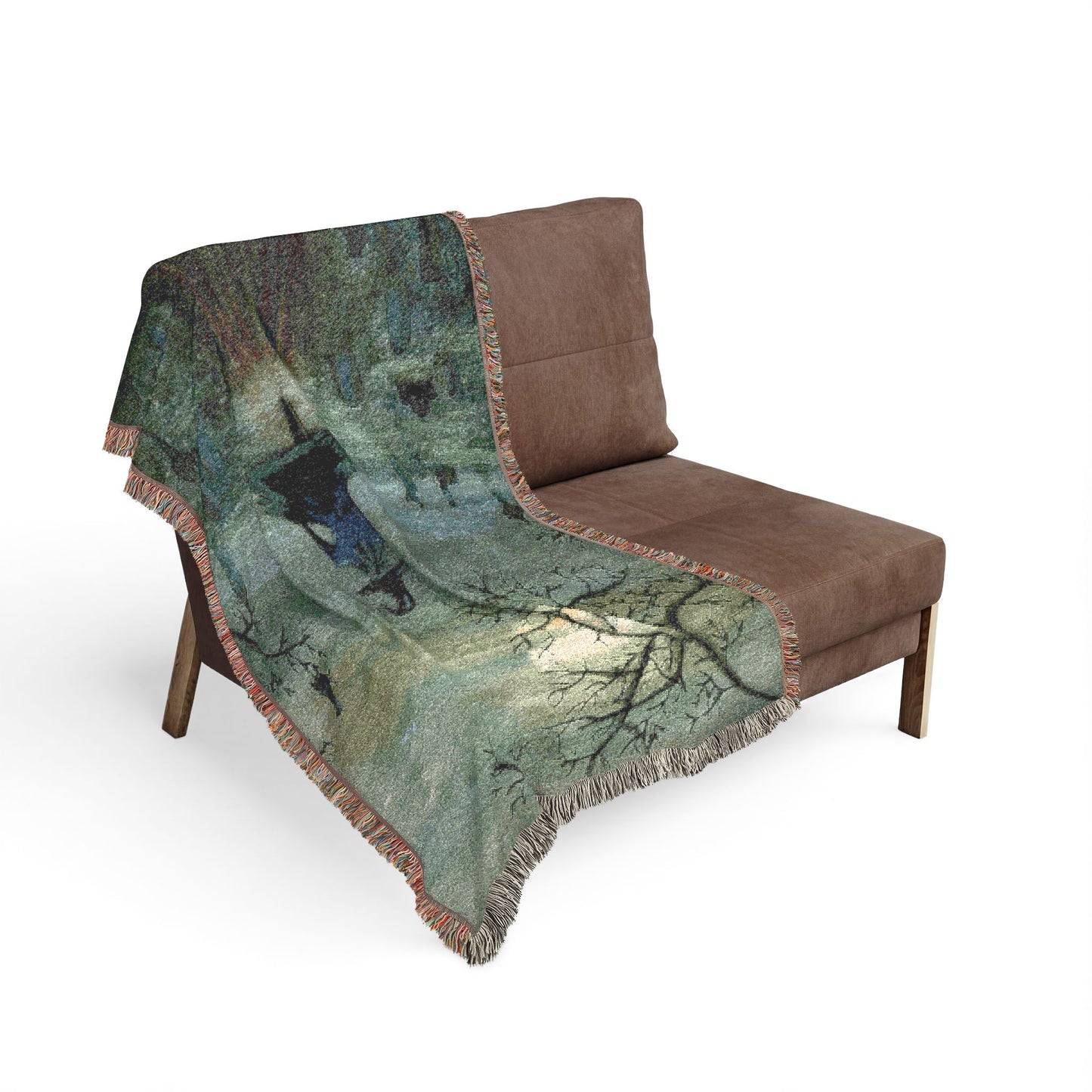 Witch in a Cemetery Woven Blanket — Gothic Moonlit Throw
