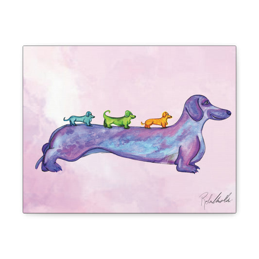 Watercolor Weiner Dog Family Canvas Gallery Wrap