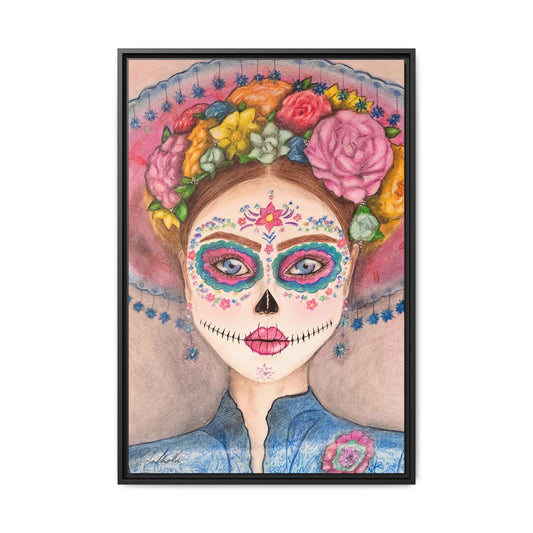 Day of the Dead Skull Woman Framed Wall Art