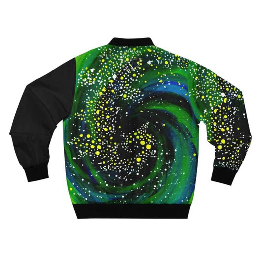 Galaxy Swirl Bomber Jacket — Green Nebula AOP Flight Jacket