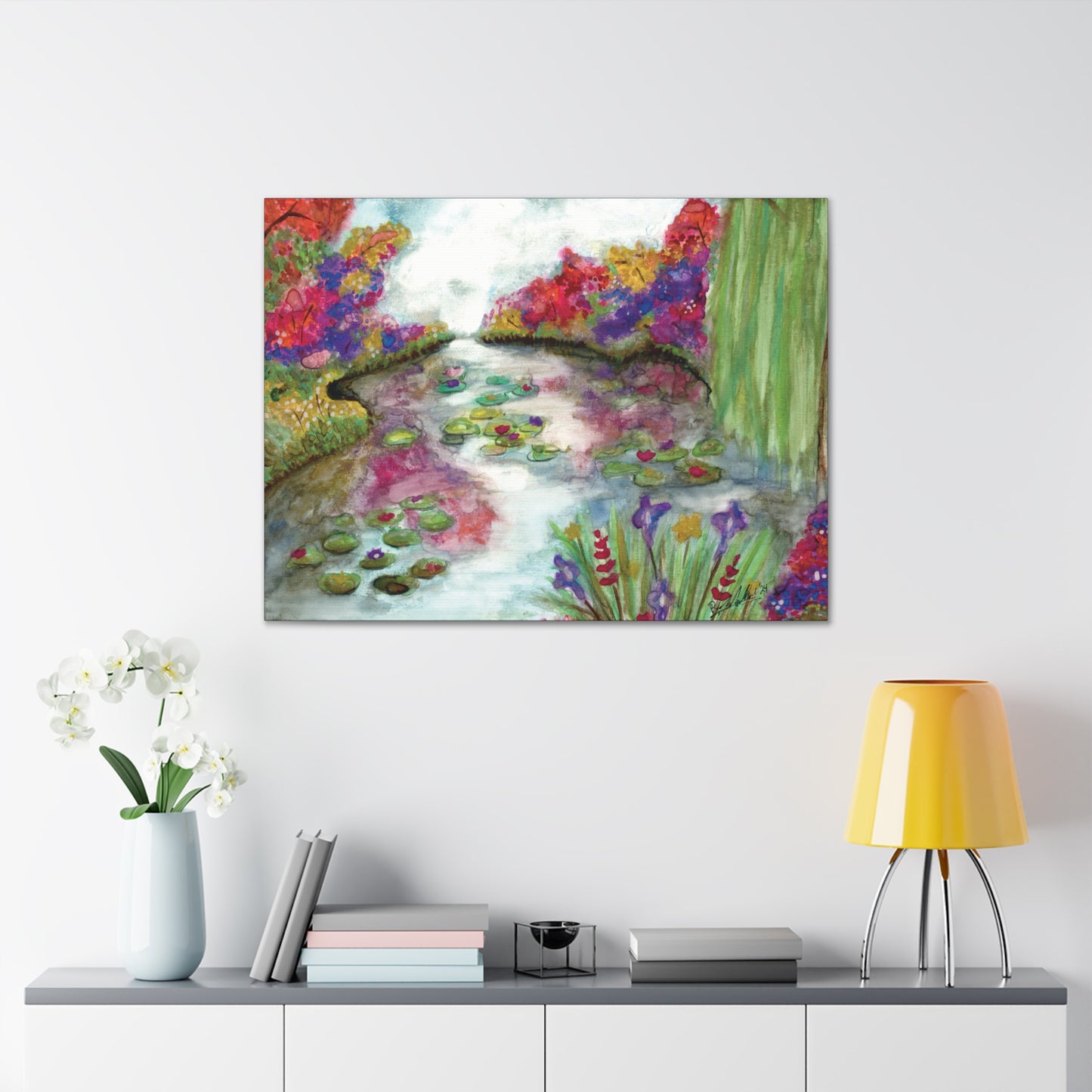 Floral Summer Pond Canvas Gallery Wrap