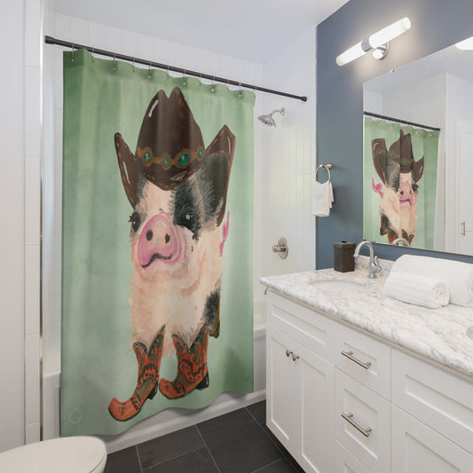 Cowboy Pig Shower Curtain