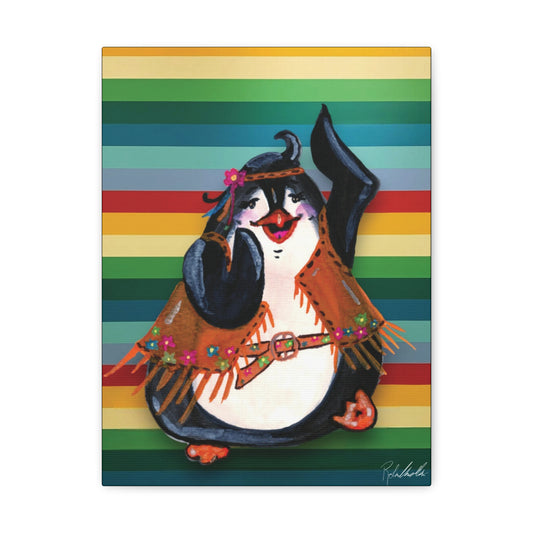 Hippy Penguin Canvas Gallery Wrap