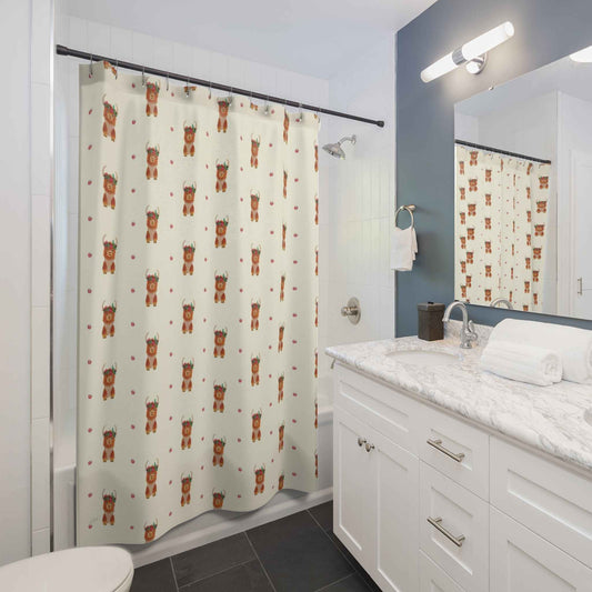 Cute Floral Bear Shower Curtain — Whimsical Bathroom Decor for Kids & Nursery