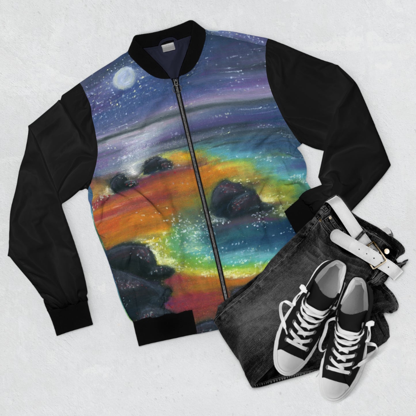 Night Beach Men's Bomber Jacket (AOP)