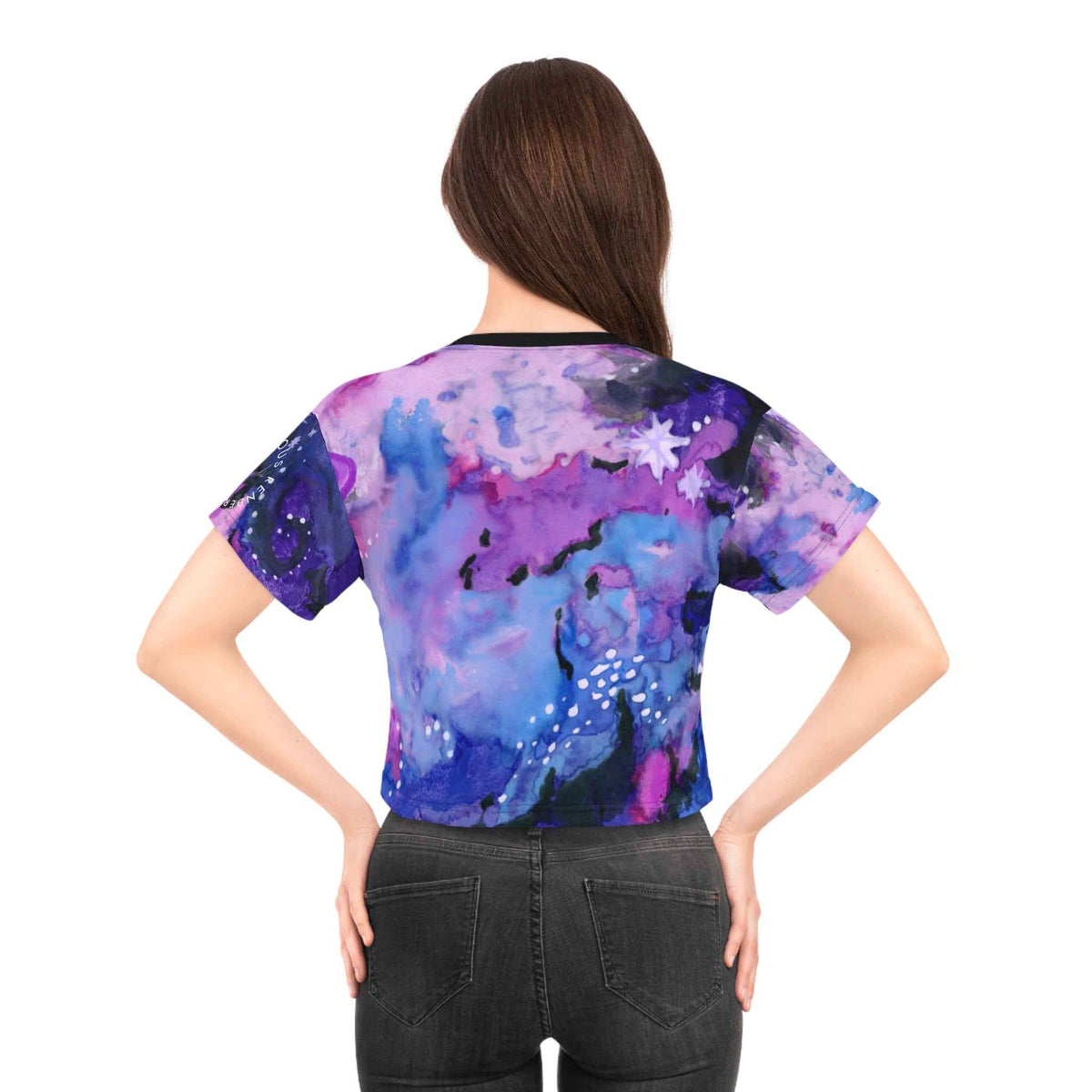 Galaxy Watercolor Crop Tee – Purple Planet Astronautic All-Over Print