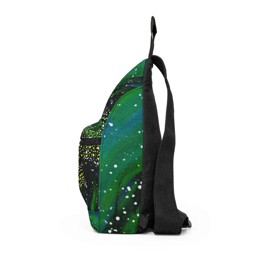 Galaxy Swirl Sling Bag — Green Nebula Crossbody Pack