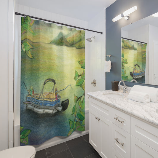 Cabin Gone Fishing Lake Shower Curtain