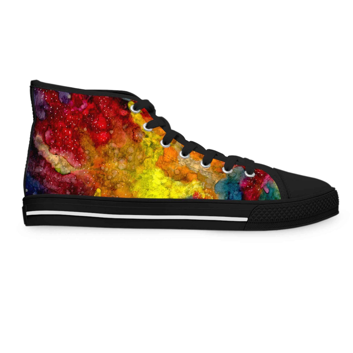 High Top Sneakers — Vibrant Abstract Paint Splash Women's Canvas Shoes