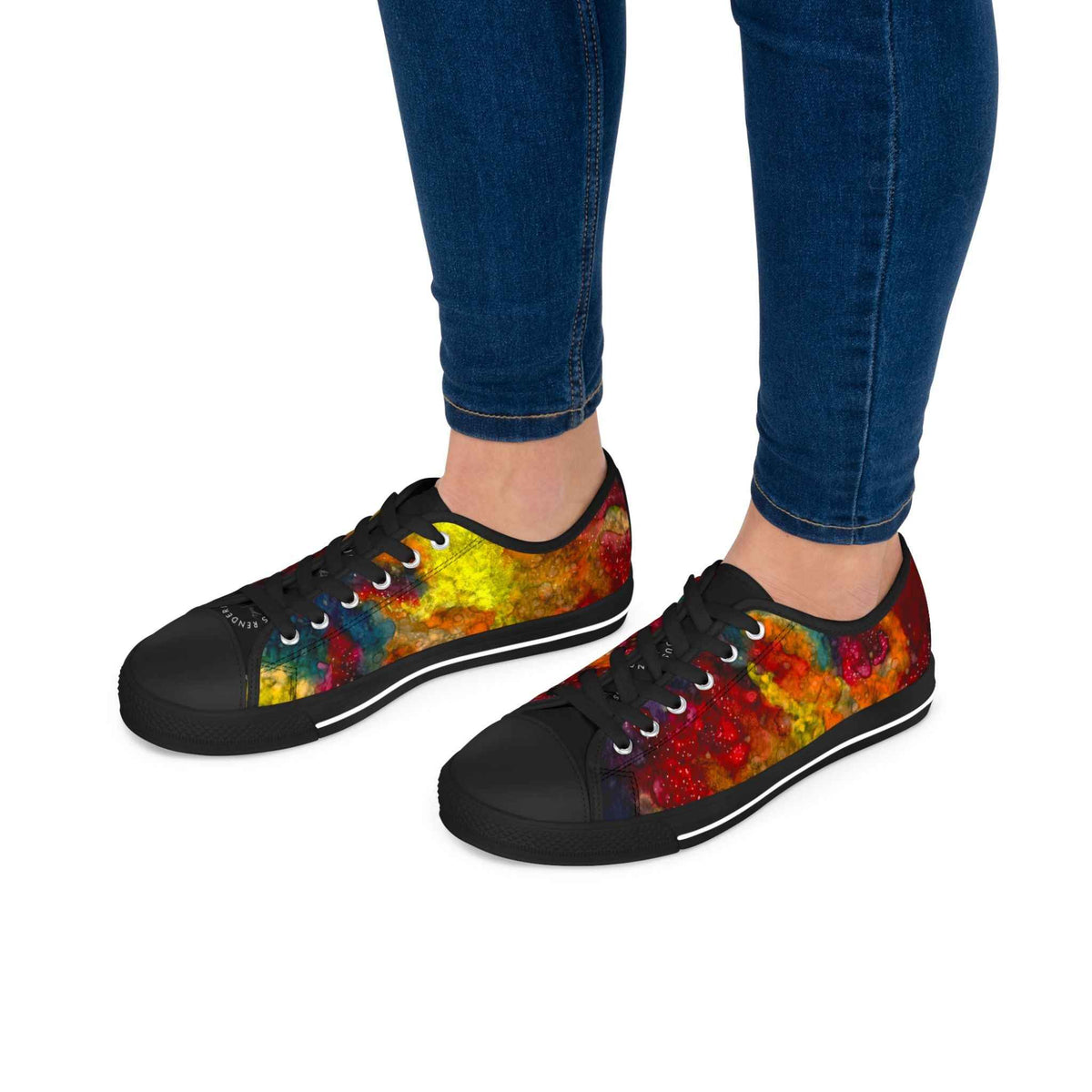 Low Top Sneakers — Vibrant Abstract Watercolor Print for Women