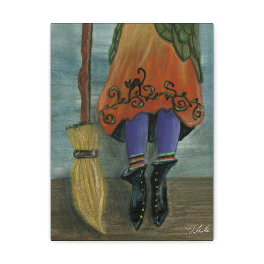 Witch and Broom Canvas Gallery Wrap