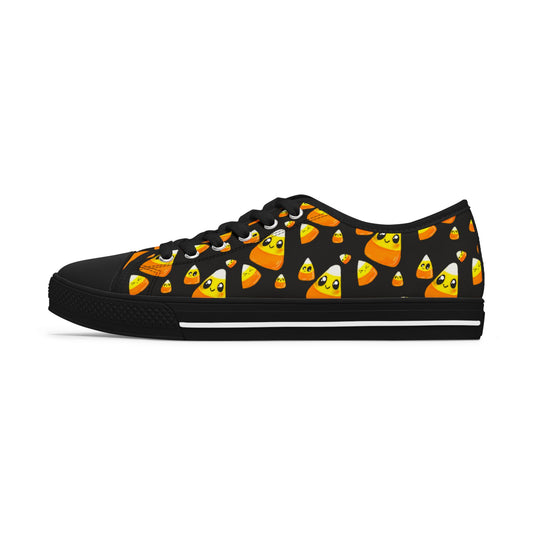 Candy Corn Pattern Women's Low Top Sneakers — Cute Halloween Candy Corn Shoes