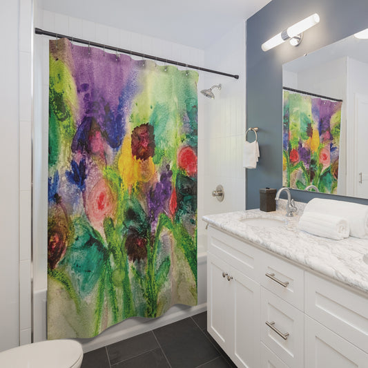 Abstract Watercolor Flower Shower Curtain