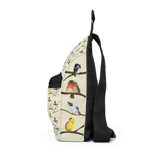 Bird Pattern Sling Bag — Lightweight Crossbody Bag with Colorful Songbird Print