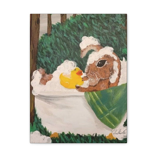 Rabbit in the Bathtub Canvas Gallery Wrap