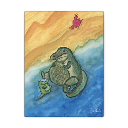 Mom and Baby Alligator Canvas Gallery Wrap
