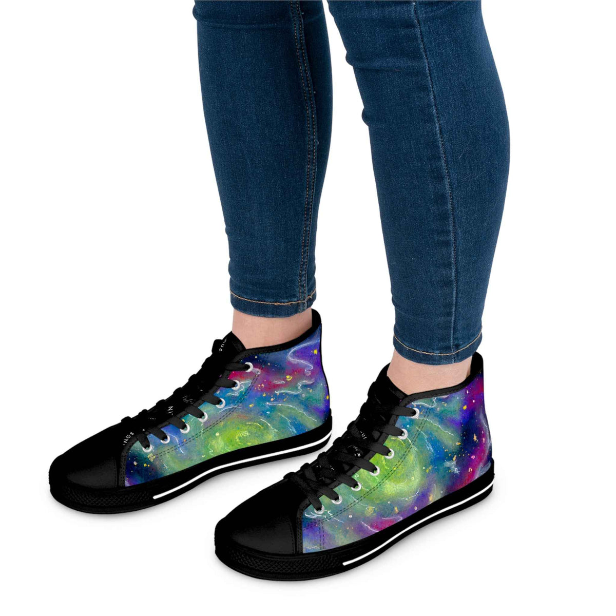 Galaxy Swirl High-Top Sneakers — Colorful Cosmic Women's Canvas Shoes