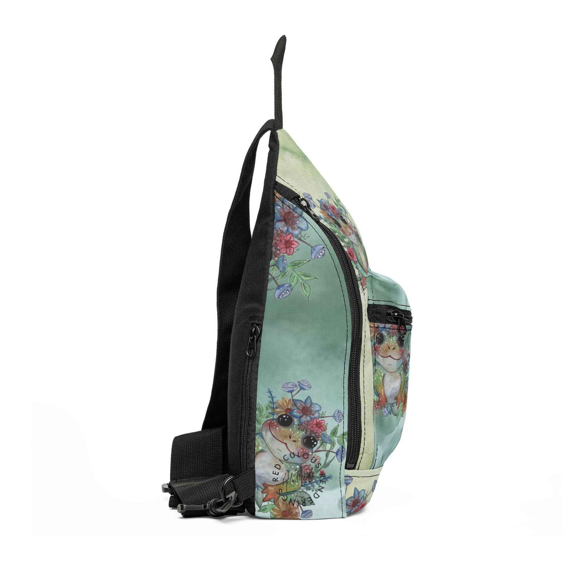 Floral Frog Watercolor Sling Bag — Cute Pastel Bouquet Crossbody