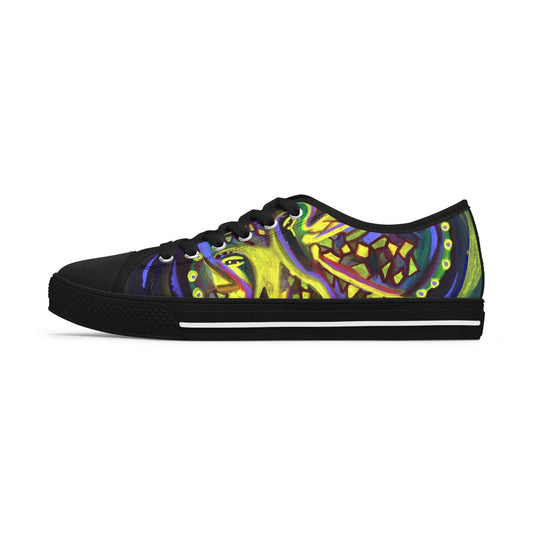 Women's Low Top Sneakers — Vibrant Neon Abstract Octopus Art Casual Shoes