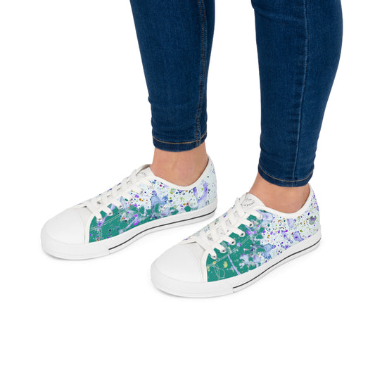 Mint Green Color Splash Unisex Classic Low Top Sneakers Closed Toe Casual Walking Fashion Shoes