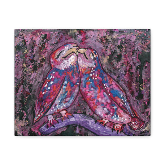 Watercolor Love Owls Canvas Gallery Wrap