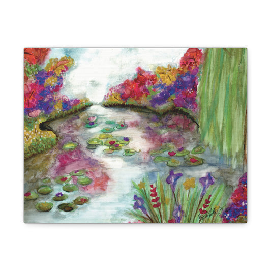 Floral Summer Pond Canvas Gallery Wrap