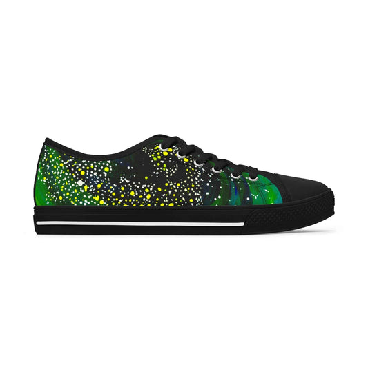 Women's Low Top Sneakers — Green Galaxy Print