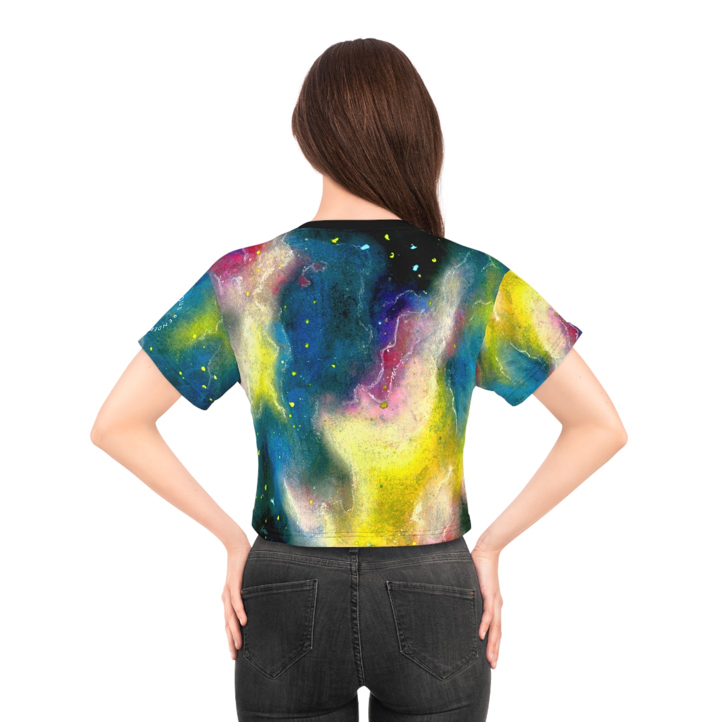 Galaxy Nebula Crop Tee — Colorful Cosmic All-Over Print