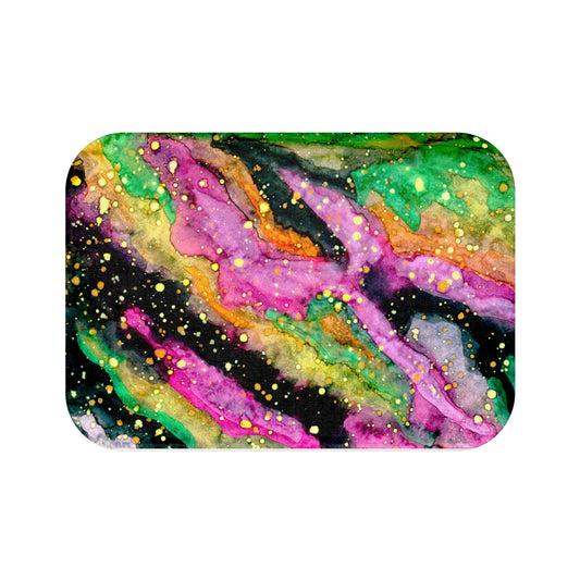 Neon Galaxy Bath Mat Anti-Slip, 100% Microfiber Rug- Home & Bathroom Supplies