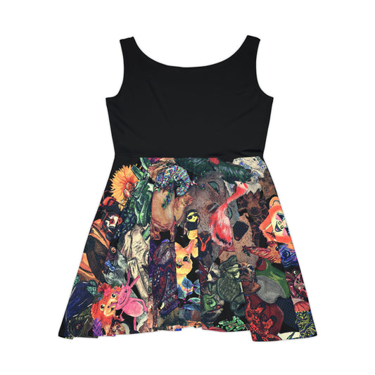 Vintage Animal Mashup Women's Skater Dress (AOP)