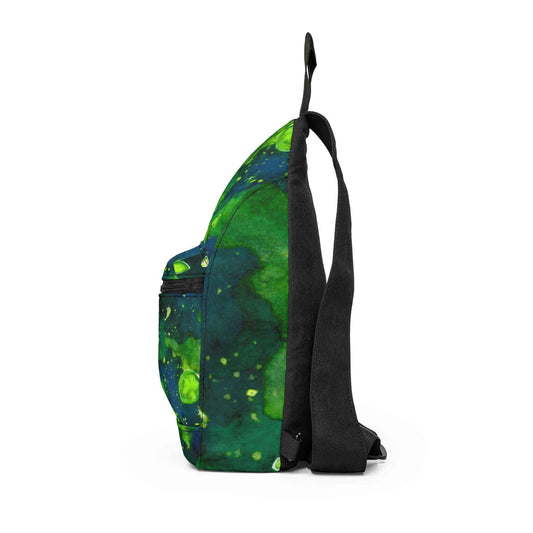 Green Galaxy Sling Bag – Space Nebula Crossbody Pack