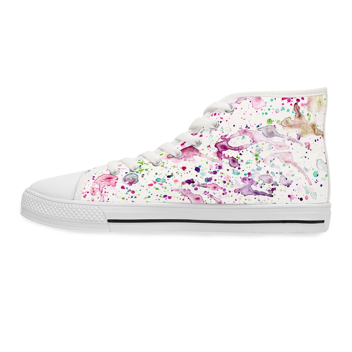 Women's High Top Sneakers — Pastel Watercolor Floral Splatter Pattern