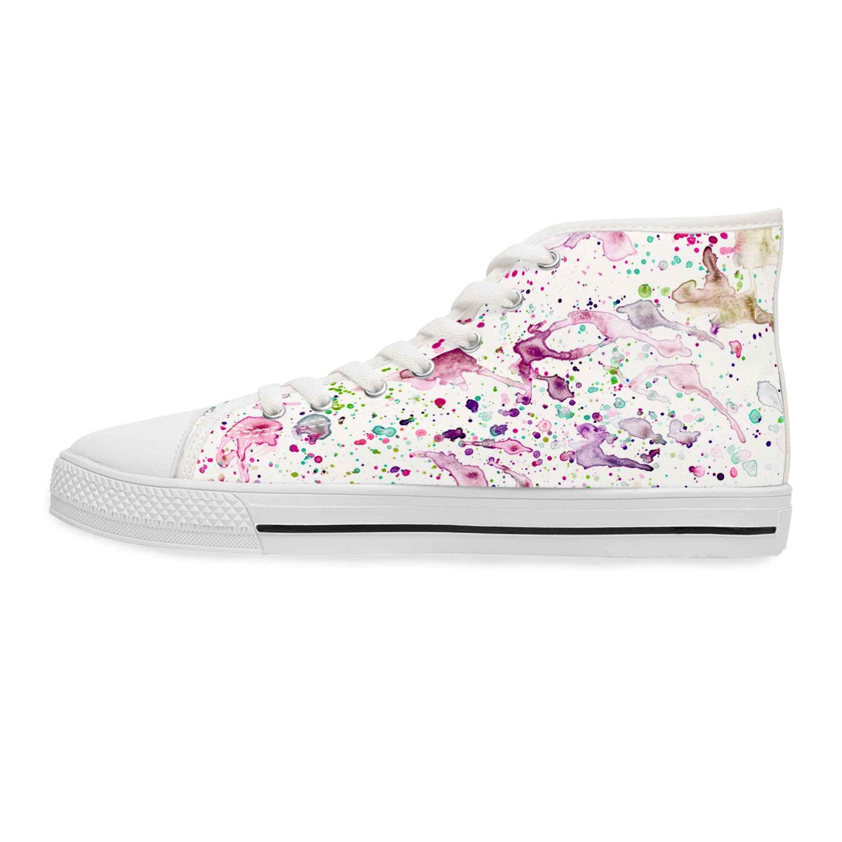 Women's High Top Sneakers — Pastel Watercolor Floral Splatter Pattern