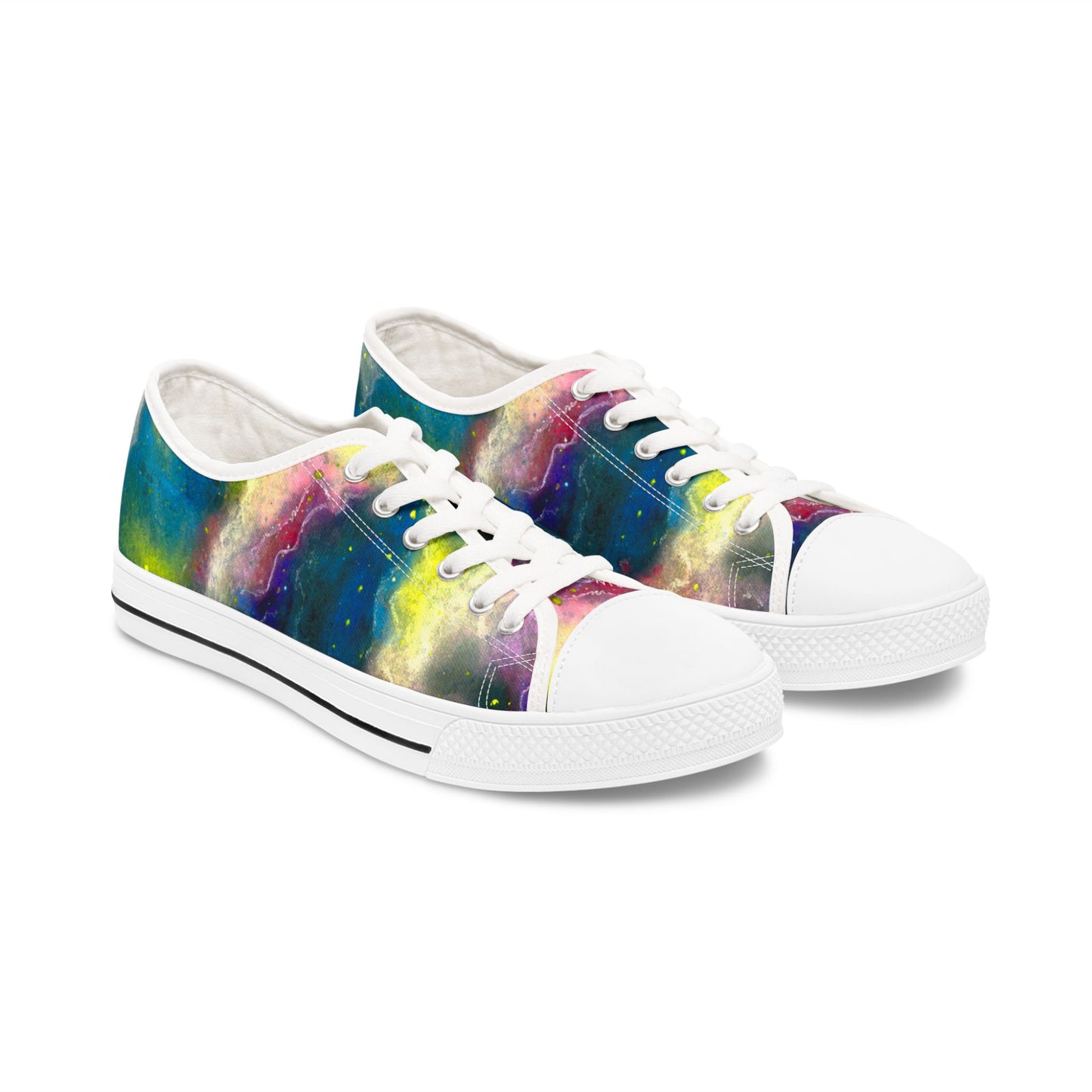 Galaxy Watercolor Low Top Sneakers — Women’s Colorful Space Print Shoes