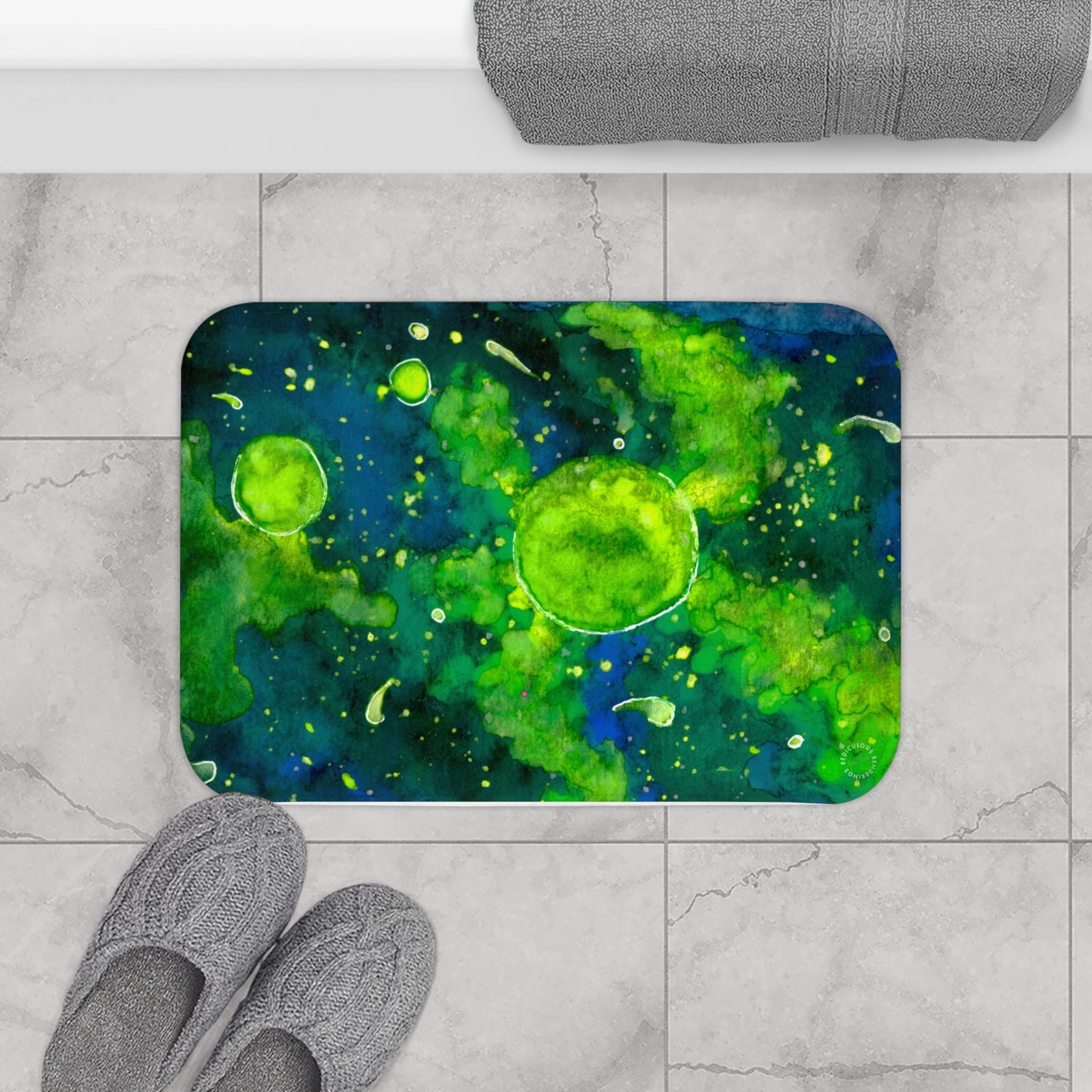 Green Galaxy Bath Mat Anti-Slip, 100% Microfiber Rug- Home & Bathroom Supplies