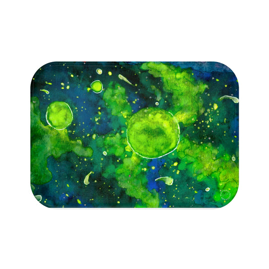 Green Galaxy Bath Mat Anti-Slip, 100% Microfiber Rug- Home & Bathroom Supplies