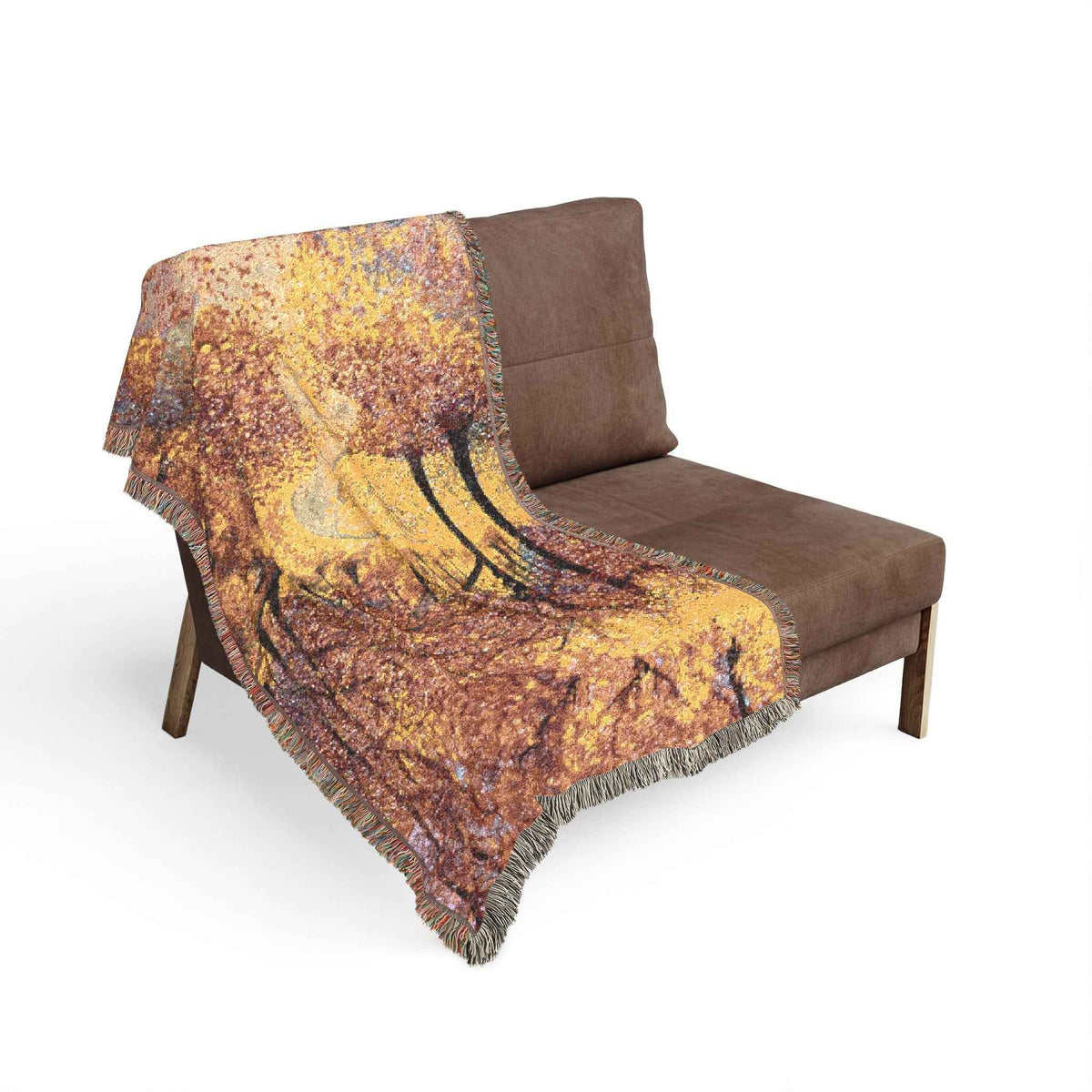 Autumn Forest Woven Blanket — Cozy Scenic Throw for Home & Cabin