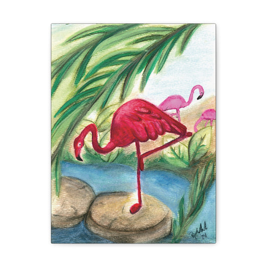 Red Flamingo Canvas Gallery Wrap