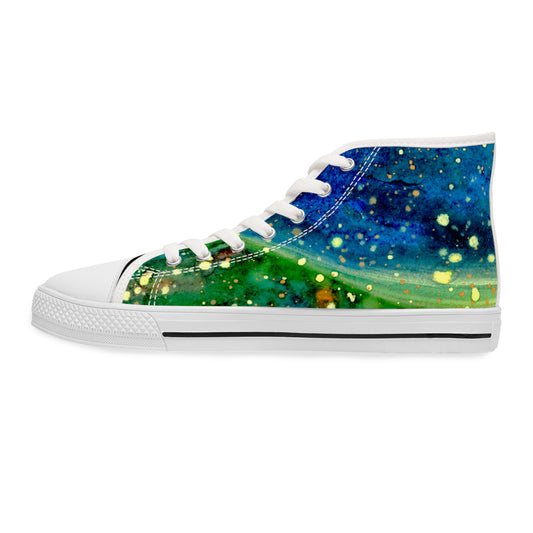 Blue Planet Galaxy Unisex Classic High Top Sneakers Closed Toe Casual Walking Fashion Shoes