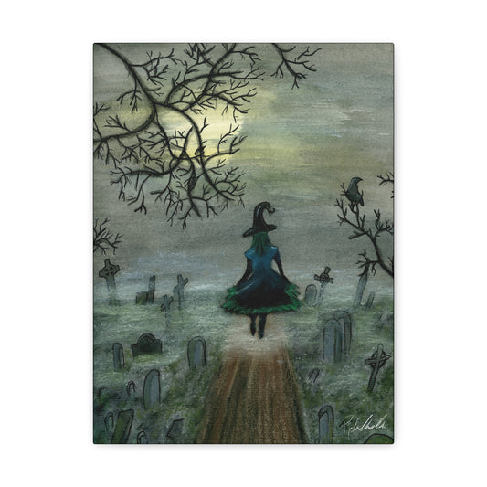 Witch in Cemetary Canvas Gallery Wrap