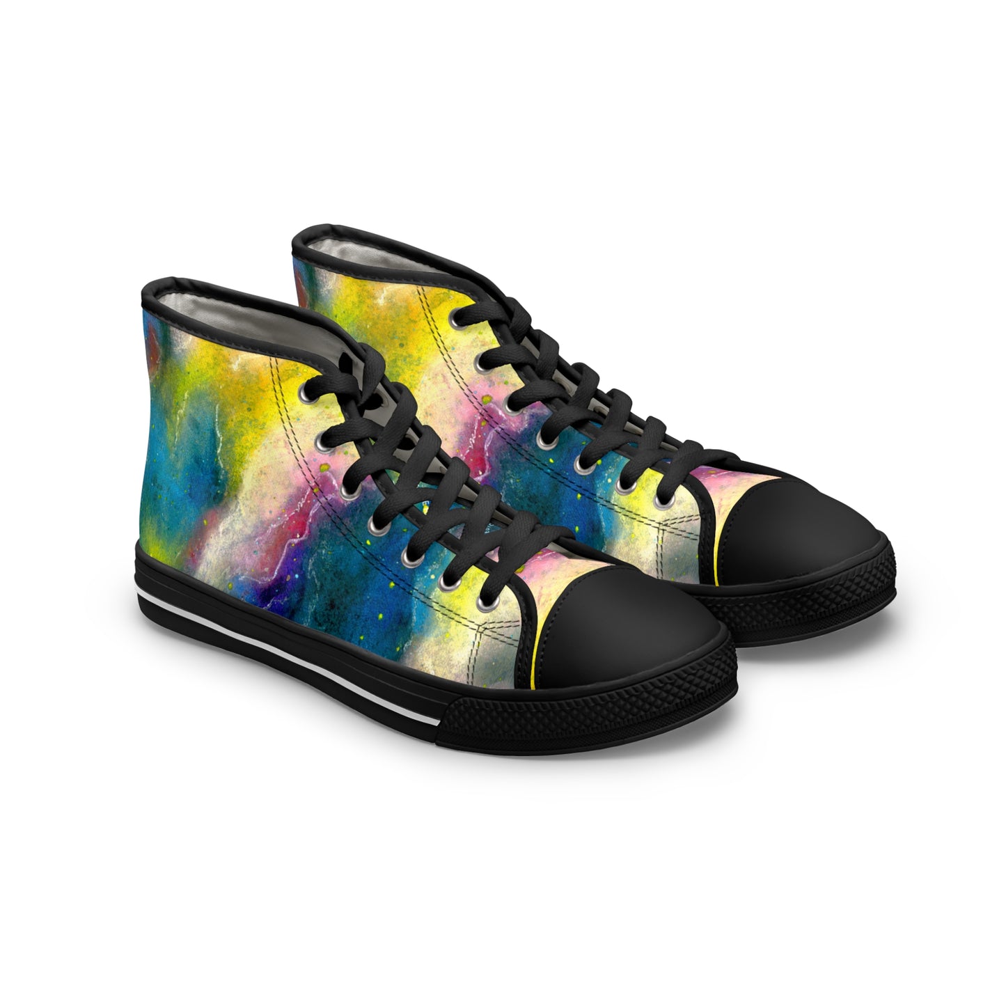 Women's High Top Sneakers — Colorful Galaxy Watercolor Print