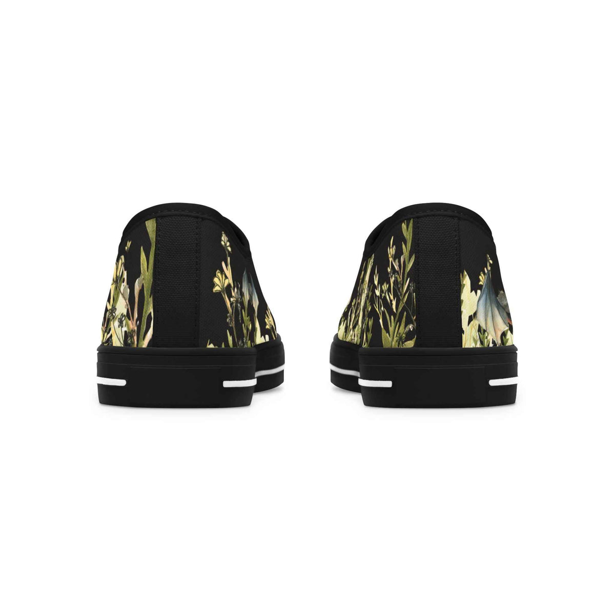 Women's Low Top Sneakers — Botanical Bat Night Floral Print