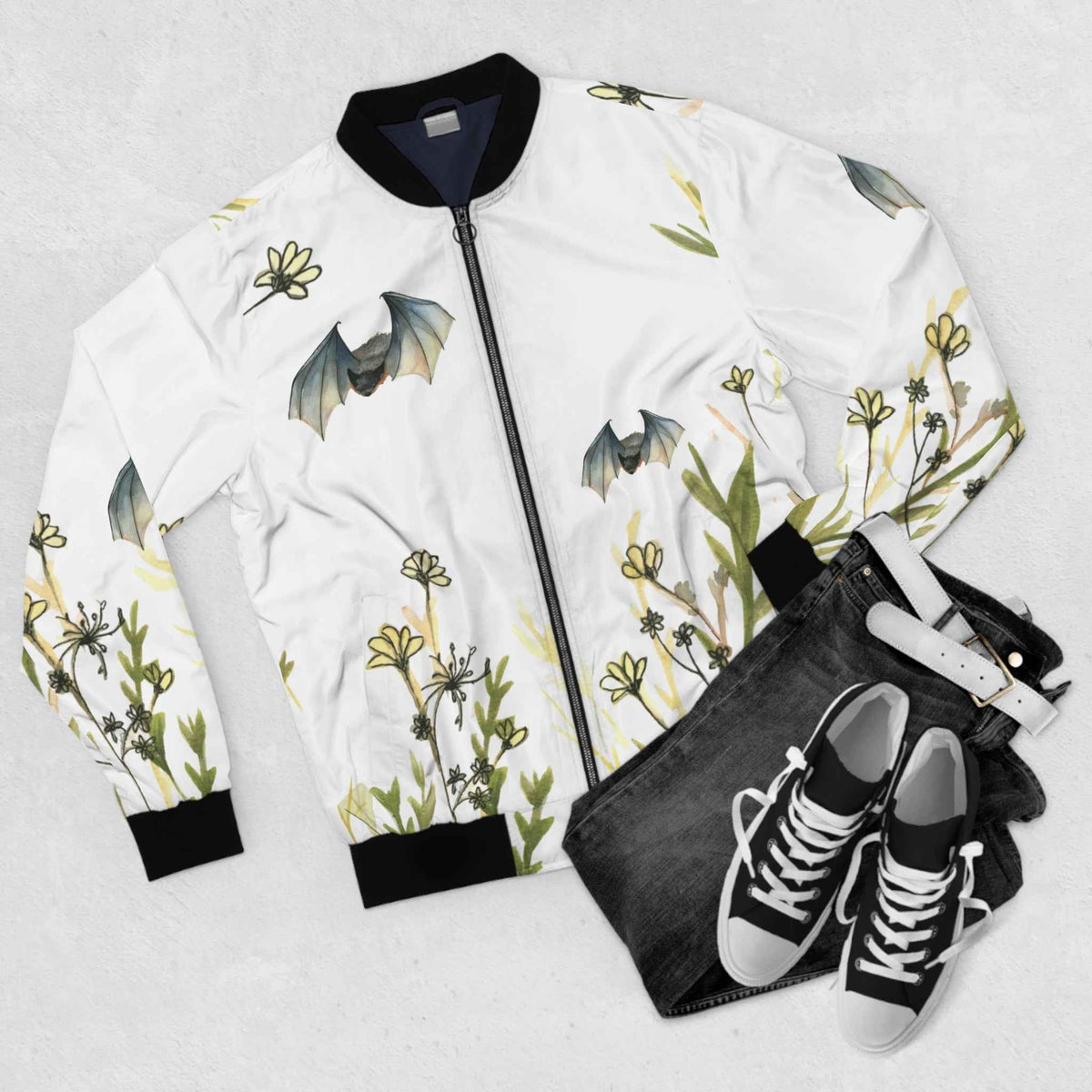 Bat & Wildflower Bomber Jacket
