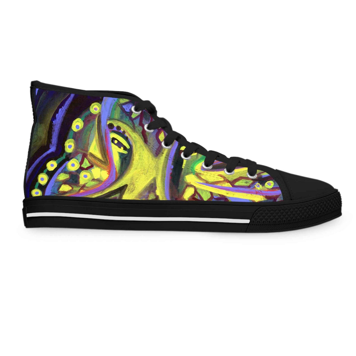 High Top Sneakers — Psychedelic Abstract Green Octopus Art Women’s Sneakers