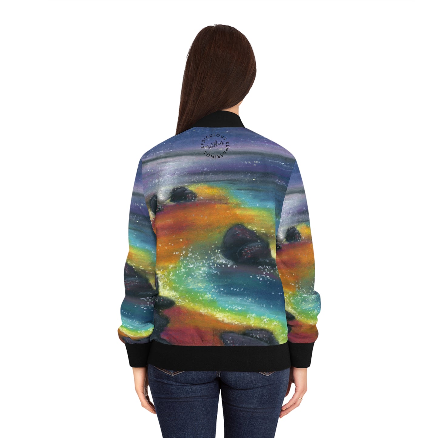 Night Beach Women's Bomber Jacket (AOP)